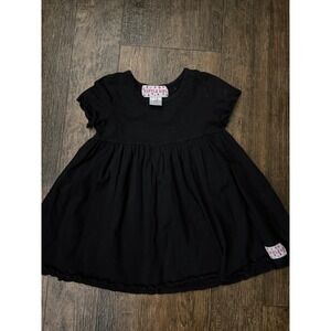 Ruffle Girl Black Knit Dress Size 4 Toddler Girl Short Sleeve Ruffle Hem‎